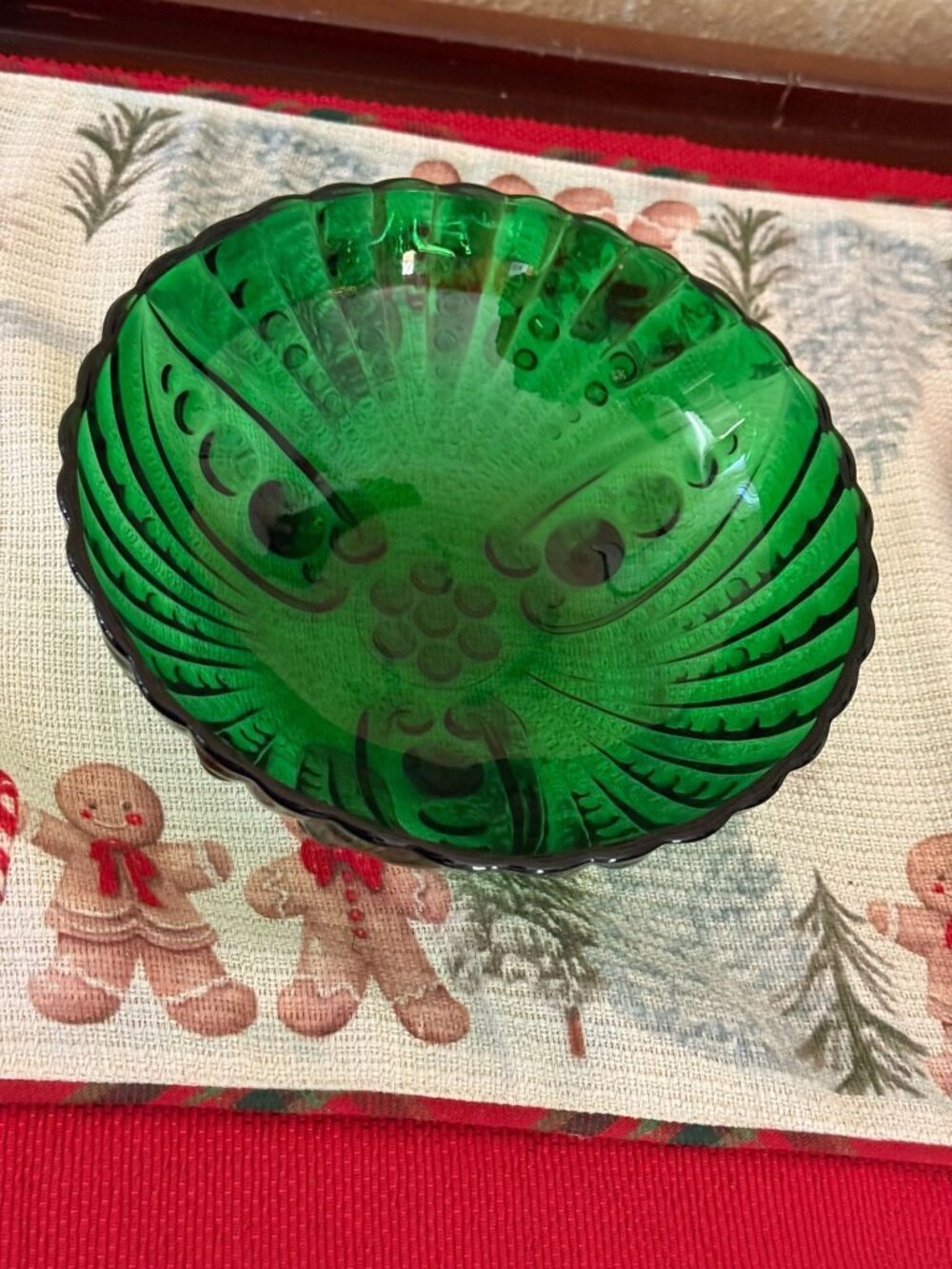 Anchor Hocking Forest Green Burple Footed Dessert Bowl 4 1/2”